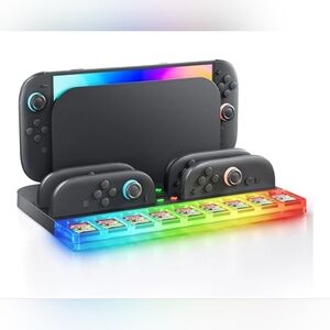Nintendo Switch 2 JoyCon Charging Dock RGB Stand w/ 9 Game Card Slots